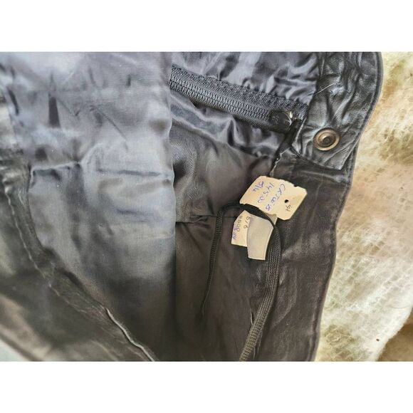 90s Vintage Black Leather Slit Skirt Mob Wife Lined High Waist Sexy - Picture 7 of 9